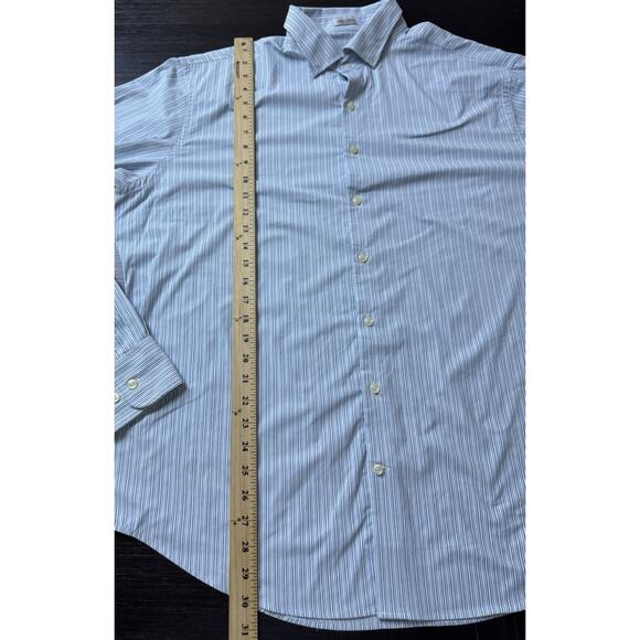 Peter Millar Crown Sport Button Up Shirt Size XL Blue/White Striped, Preppy - Picture 2 of 4